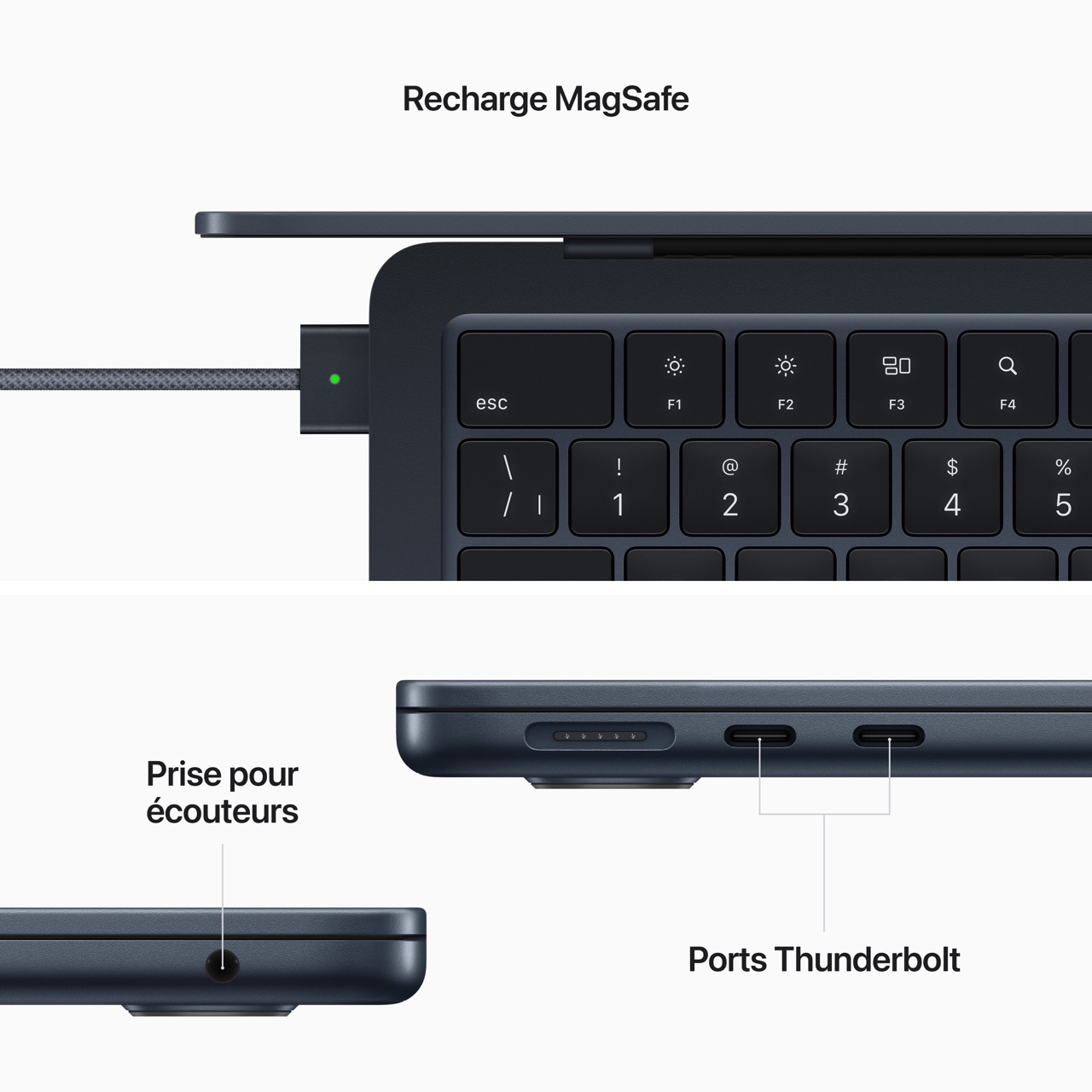 French (Canadian) 13-inch MacBook Air: Apple M2 chip with 8-core CPU and 8-core GPU, 256GB - Midnight