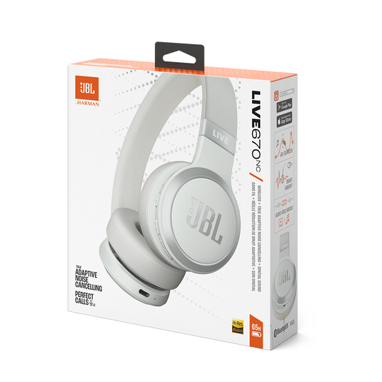 JBL Live 670NC Wireless On-Ear Noise Cancelling Headphones - White