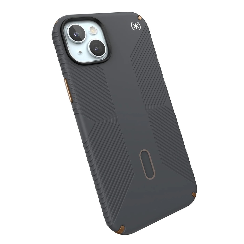 Speck Presidio2 Pro Grip Case with MagSafe/Click Lock for iPhone 15 - Charcoal Grey/Cool Bronze