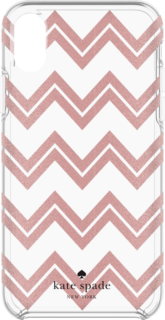 kate spade Hardshell Case for iPhone X - Chevron / Rose Gold Glitter