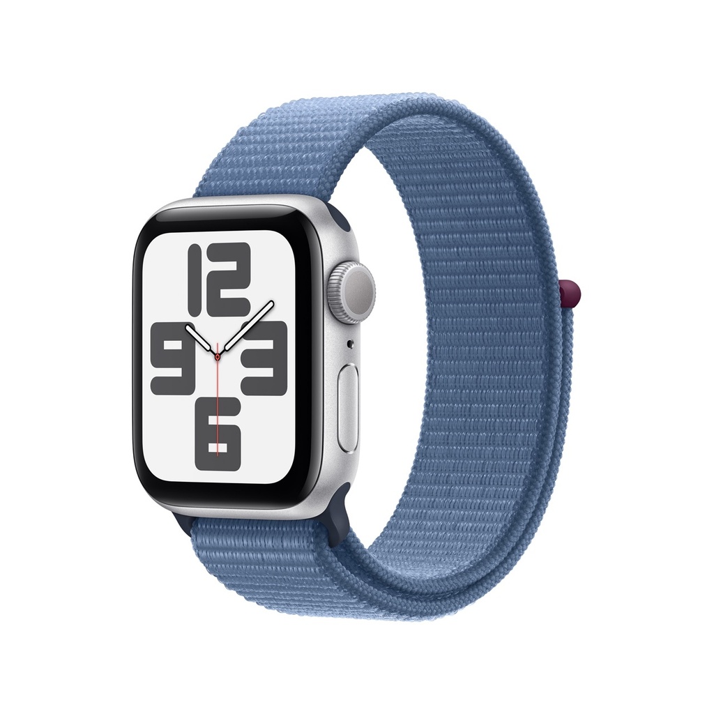 Apple Watch SE (2nd gen) Silver Aluminium Case with Winter Blue Sport Loop