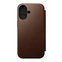 Nomad Modern Leather Folio Case with MagSafe for iPhone 16 - Brown