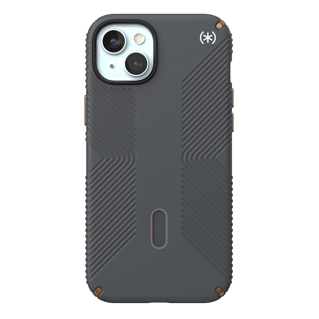 Speck Presidio2 Pro Grip Case with MagSafe/Click Lock for iPhone 15 - Charcoal Grey/Cool Bronze