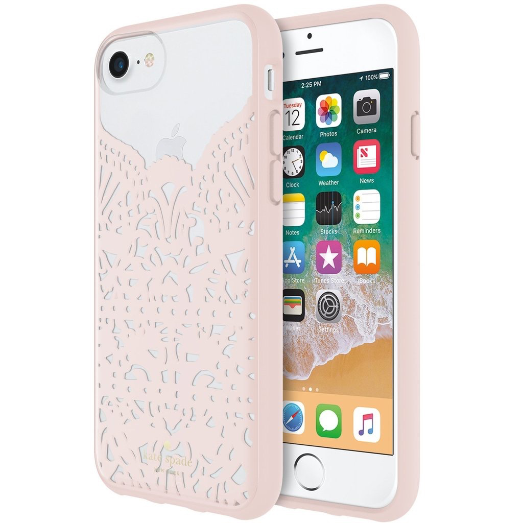 kate spade Hardshell Case for iPhone SE 2nd 3rd gen 8 7 6 Lace Hummingbird Blush