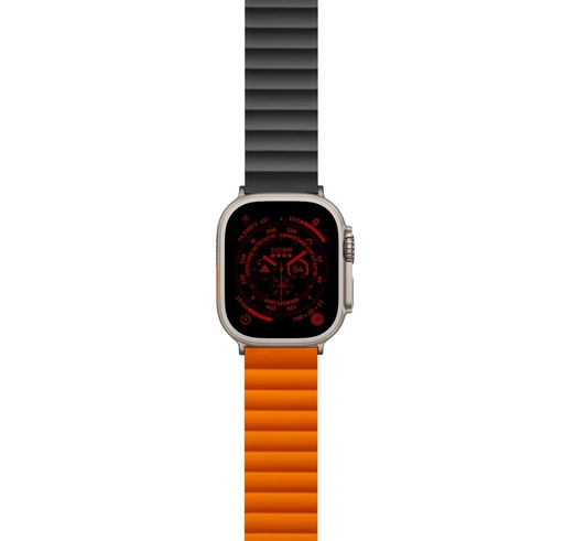 [LGX-13548] Logiix Vibrance Link Magnetic Silicone Apple Watch Ultra Band 49mm - Black/Orange